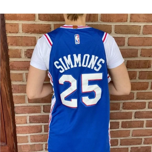 Red white and blue Philadelphia 76ers NBA Jersey. Ben Simmons. Nike - Picture 3 of 11